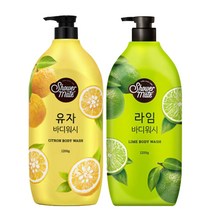 애경 샤워메이트 바디워시 1200g X 2개, 유자+라임