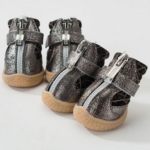 강아지 겨울 신발 어그 반려견 크록스 4Pcs/Set Winter Warm Dogs Shoes Cute Boots Snow Walking Cotton, 09 C-Sliver_04 4