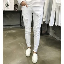 용된다 남성용 여름청바지 찢어진 화이트진