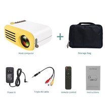 빔프로젝터 스마트빔 회의 캠핑 가정 이동식tv 레이저빔 veidadz yg200 mini led hd 지원 1080p 홈 야외 사무실 미디어 플레이어 투영, 노란색 가방, 영국 플러그