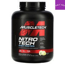 머슬테크 니트로 테크 웨이 프로틴 맛있는 단백질 쉐이크 보충제 1.8 kg, 쿠키와크림, 4파운드