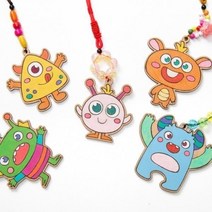 [ATOZ]미술재료 초등 나무목걸이 만들기 목걸이 외계인 줄, 대니/초록색