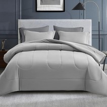 Maple&Stone 킹 사이즈 이불 세트 7피스 침대 가방 포함 - 시트 베개 커버 및 커버가 있는 다운 대체 세트 침대용 부드러운 양면 인서트 화이트 653002