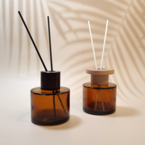 디퓨저용기 - 브라운 원형 100ml, 모던T자형우드캡