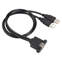 고정 개구부가 있는 휴대용 이중 USB2.0 남성 여성 연장 케이블, 40x19mm, 구리, 블랙