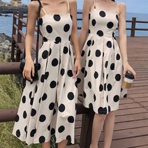 오슈 환상적인 분위기 끈나시 물방울 러블리 미디원피스