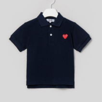 [국내정식매장] 꼼데가르송 키즈 반팔 티셔츠 Red Heart Wappen Pique Shirt WP3142K05R - 네이비