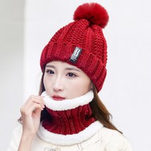 일월전빵 기모안감 방한모자 겨울 레저활동 B패치 방울모자 넥워머세트 B-H004
