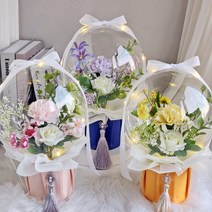 [무료레터링] 카네이션 꽃풍선 LED 레터링 풍선 어버이날 스승의날 선물 부모님 장모님 행사 환갑 생신 임신 출산 승진 퇴임 단체 프로포즈, 카네이션 조합 코랄 (보자기형), LED 조명 무드등 추가함, 쇼핑백 추가안함