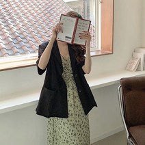 로그 여성 내추럴 여름 린넨 반팔 자켓