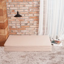 3단 접이식 매트리스 마블스펀지 110 x 200, ONLY 베이지-완전방수속커버