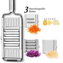 Shredder Cutter Stainless Steel Portable Manual Vegetable Slicer Easy Clean Grater With Handle M, 3 in 1, 프랑스