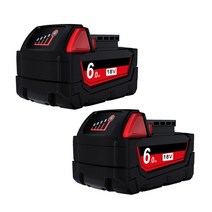 밀워키호환 밀워키용 powtree for milwaukee 48-11-1852 m18 6.0ah9.0ah 배터리 용량 18v 전동 공구 충전식 리튬 이온 무선 전원 m18b2, 2팩 6.0ah, 1개