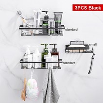 철제 선반 진열대 조립식 앵글 랙 스테인레스 스틸 욕실 벽 마운트 철 샴푸 스토리지, b-3pcs-set-new-09
