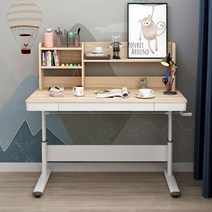 이케아모션데스크 책상 스탠딩 일자목 모션 데스크, 일반판책장포함서랍포함메이플 컬러 플레이트하이61-, 120x60x75cm