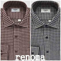 [레노마셔츠(아울렛)] [레노마셔츠]따뜻한 기모/더블 미디움/체크 밑 단 일자/일반핏 겨울