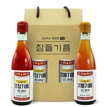 시장쏙 전통압착 프리미엄 참기름 + 들기름 설 선물세트 100% 통참깨 통들깨, 참기름 300ml + 들기름 300ml, 1세트