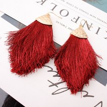 스플렌더 13 색 Boho 여름 화려 함 대형 프린지 귀걸이 여성 긴 술 성명 쥬얼리 도매, 09 Burgundy