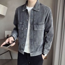 빅사이즈 남성 데님 자켓 베이직 외출 데일리 봄 가을 남자 오버핏 잠바 상의 denim jacket men KB0902