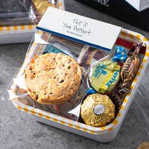 과자포장 세트(미니 르뱅쿠키+과자 7종) 선생님 선물 답례품 돌잔치 시보해제 스승의날 승진턱 퇴사 청첩장 환갑 조문 웨딩 단체, 24H8_당충전 수제쿠키 도시락