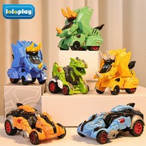 스윗토이 공룡 자동차 미니카 피규어 장난감, 세가지 색상 티라노+세가지 색상 트리(총6개)