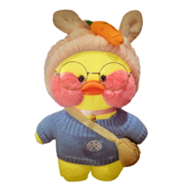 PKTOYS DIY 귀여운 오가닉 애착 오리 인형 봉제 갸우뚱 인형옷 크리스마스 여자 친구 선물, 러버덕 미키 스트라이프, 30센티 생일 축하 봉지
