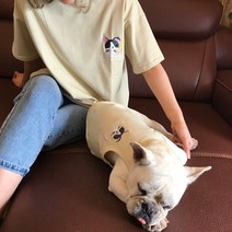 강아지커플룩 견주 올인원 여름옷 실내복 나시 애견 cl-8404, 핑크