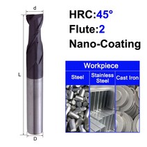 MZG HRC 45 55 65 2 에지 4 플루트 스퀘어 밀링 커터 티타늄 가공 CNC 경질 합금 카바이드 공구 텅스텐 스, 01 2F45C_26 20X20X100L