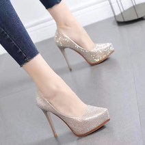 Mayfox 여성 펌프스 가보시 힐 클럽 큐빅 스틸레토 단화 12cm nnx-al165