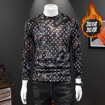 남자반폴라티 사회 젊은남자 청년 슬림 라운드넥 이너 티셔츠 남성 플라워 프린팅 트렌드 3935140740