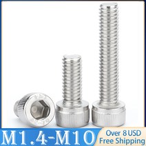 2/5/10/50pcs DIN912 M1.4 M2 M2.5 M3 M4 M5 M6 M8 M10 A2-70 304 스테인레스 스틸 육각 소켓 캡 나사 볼트, 05 M3 x30pcs_18 45mm