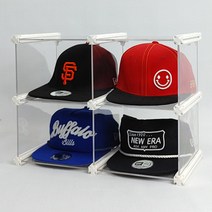 엠블럭&스페셜 모자케이스 모자보관함 모자진열장 야구모자 보관함 스냅백 뉴에라 모자정리함 모자케이스, 2층x2칸 4칸형(뒷덮개포함), 1세트