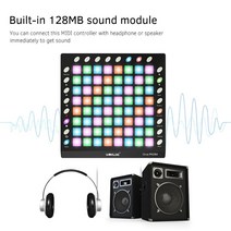 WORLDE-PAD48/64 휴대용 USB MIDI 드럼 패드 컨트롤러 3 가지 사양 케이블 슬라이더 컨트롤러가 있는 백라이트, [02] 64 Audio source