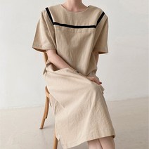 린넨 여성 빅사이즈 린넨원피스 55사이즈부터 77 88 사이즈 린넨100 스퀘어 카라넥 중년 봄 여름 롱원피스