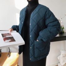 스타일아유 루즈핏 노카라 라운드점퍼 퀄팅 숏패딩점퍼 깔깔이 누빔점퍼[AXB6JP902A]