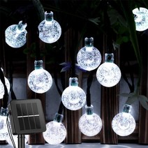 태양열 스트링 라이트 야외 60 Led 크리스탈 글로브 조명 8 모드 방수 전원 파티오 정원 파티 장식, 37.25cm White - 65M 30LEDS