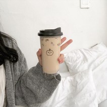 FREELIFE 플라스틱 컵 자체 제작 큐티클 투명커피컵 핸드워시 밀크티컵, 470ml  black lid-380