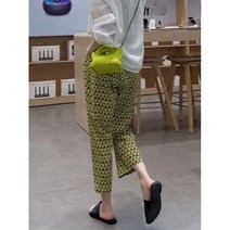 Beyond Nice 여성 봄 여름 자카드 실크 쿨 9부 빅사이즈 바지
