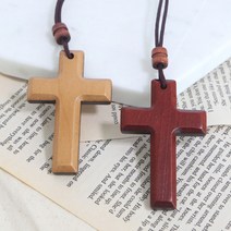 나무쉼터 원목라인 십자가 목걸이, 원목라인 십자가(체리)