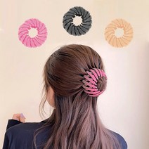 똥머리 올림머리 만두 헤어핀 머리끈 DD-11229, 핑크