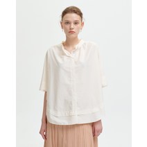 22SS 아이보리 단색 면혼방 5부소매블라우스 DLBL2B511IV
