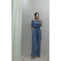 (3컬러) 끌 찰랑 와이드 긴바지 오프숄더 점프슈트