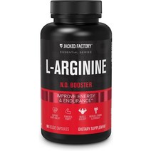 잭팩토리 L 아르기닌(특허 Nitrosigine) 1500mg - 특허 받은 결합 L-아르기닌 규산염 산화질소(NO) 부스터 근육 성장 펌프 혈관 에너지를 위한 운동 전 보충제, 기본