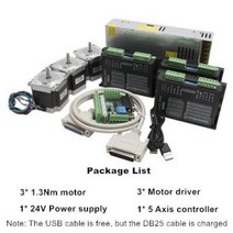 3 축 CNC 키트 2Nm 3Nm NEMA 23 스테퍼 모터 드라이버 및 5 축 Mach3 컨트롤러 및 24V 스위치 전원 공급 장치 포함, DM542 Driver+3 Axis 1.3Nm