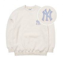[국내매장판] 엠엘비 MLB 베이직 후리스 오버핏 맨투맨 NY (Cream)