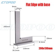 용접게이지 각장게이지 도 플랫 에지 사각 목수 사각 블레이드 트라이 사각 앵글 사각 자, 200x130mm with base