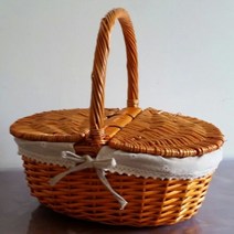 공원바구니 경량 과일 데이트 여행 놀이공원 비치 수납 피크닉 바구니, 오렌지 35*25cm