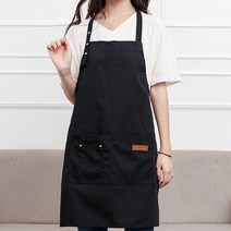 홈씽세상 코튼 카페 바리스타 똑딱이 에이프런 앞치마, 똑딱이 블랙
