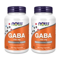 나우푸드 Now Foods 가바 GABA 750mg 베지 캡슐 100정, 100캡슐, 2개