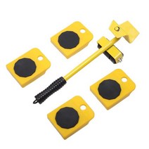 무거운가구옮기기 만능지렛대 5/8PCS 가구 리프터 전송 발동기 세트 4 이동 롤러 1 휠 바 도우미, 한개옵션1, 04 5PCS Yellow - Square